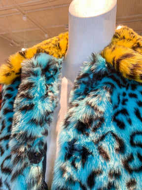 Alice + Olivia Fur Leopard Coat Multicolored