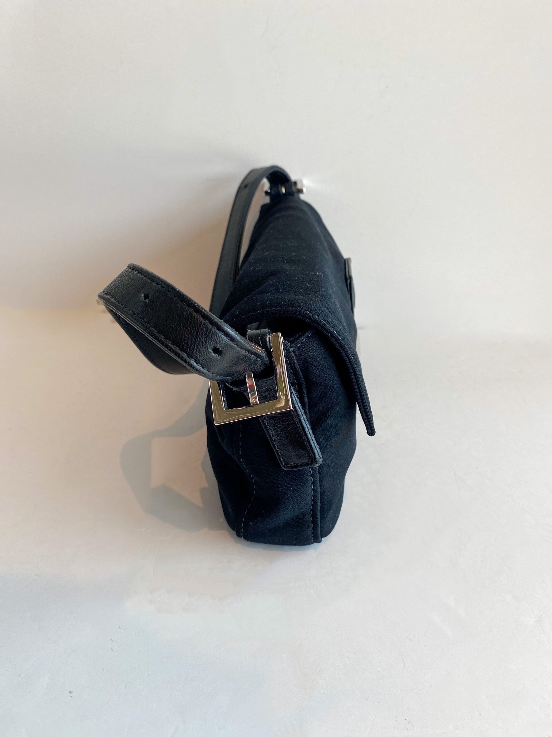 Fendi Baguette Shoulder Bag Black Side of Bag