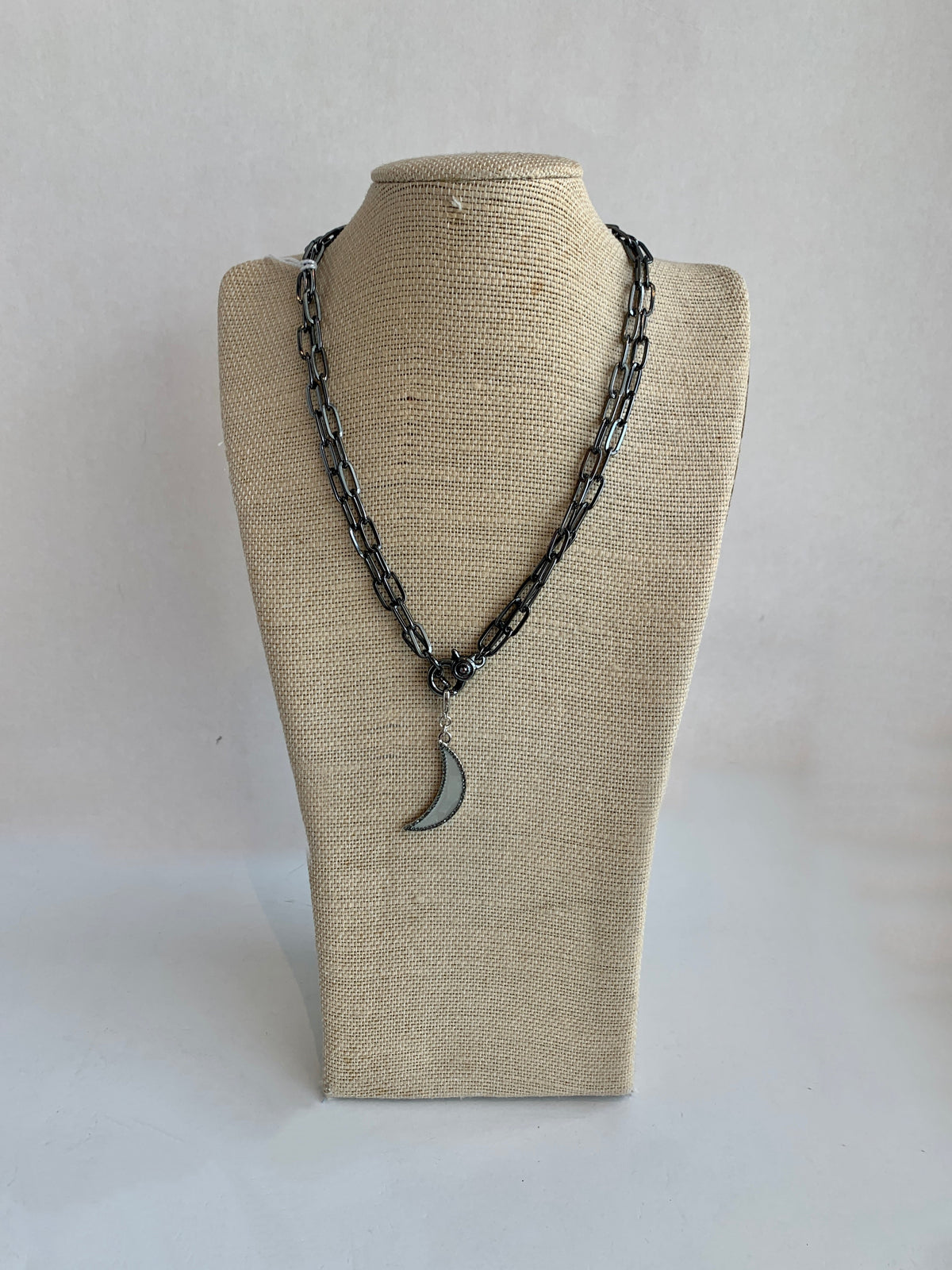 Silver Moon chain link necklace