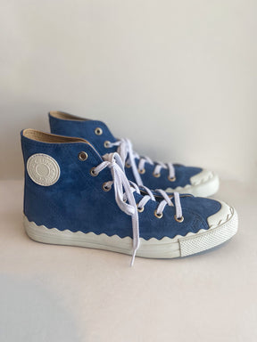 Chloe Suede High Top Sneaker Blue Side of Shoes
