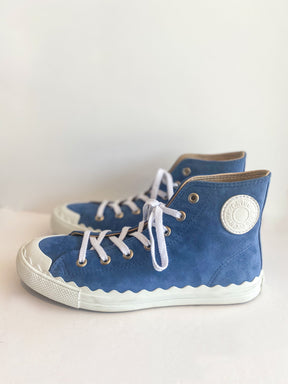 Chloe Suede High Top Sneaker Blue Side of Shoes