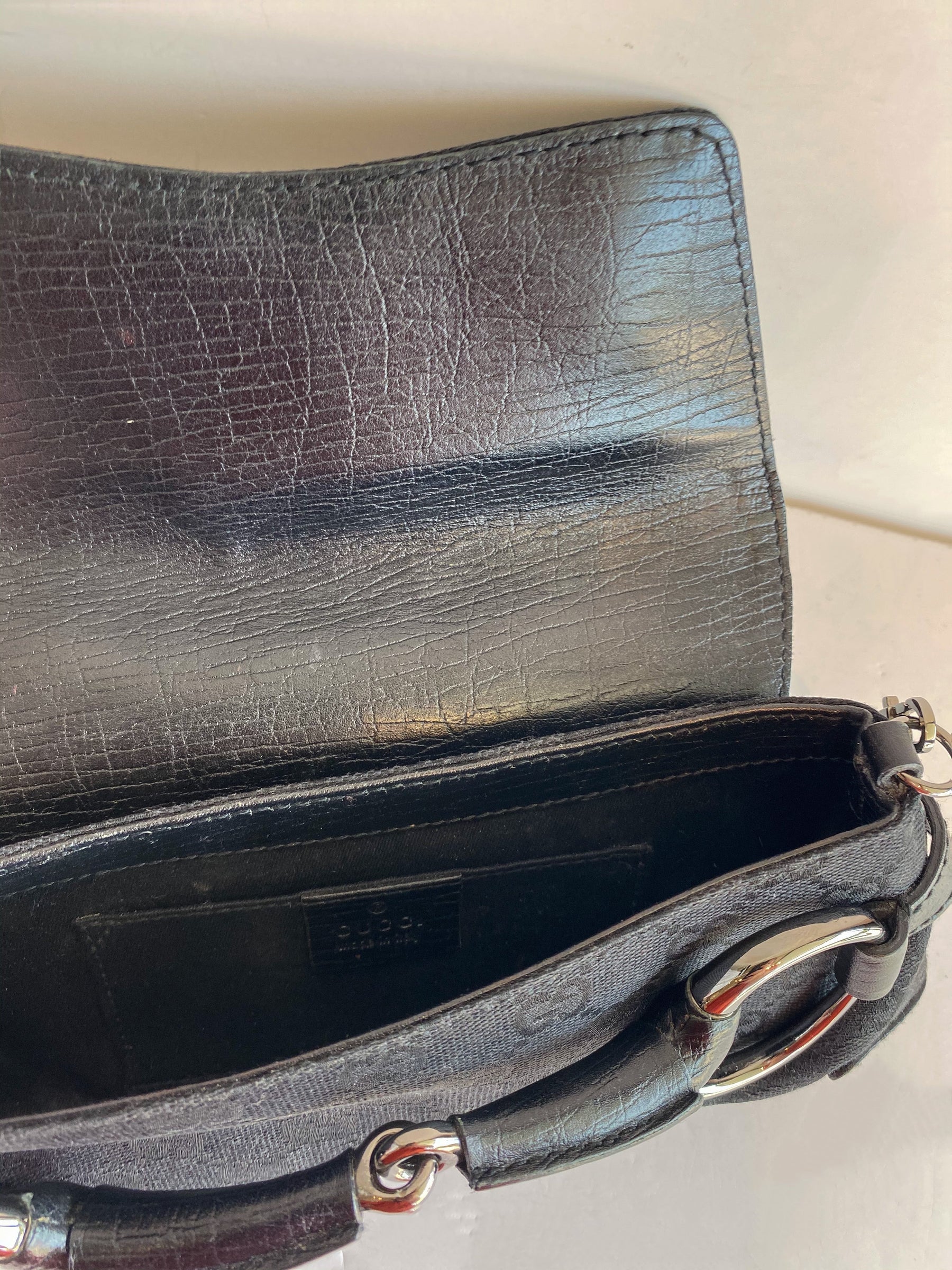 Gucci GG Horsebit Bag Black Inside of Bag