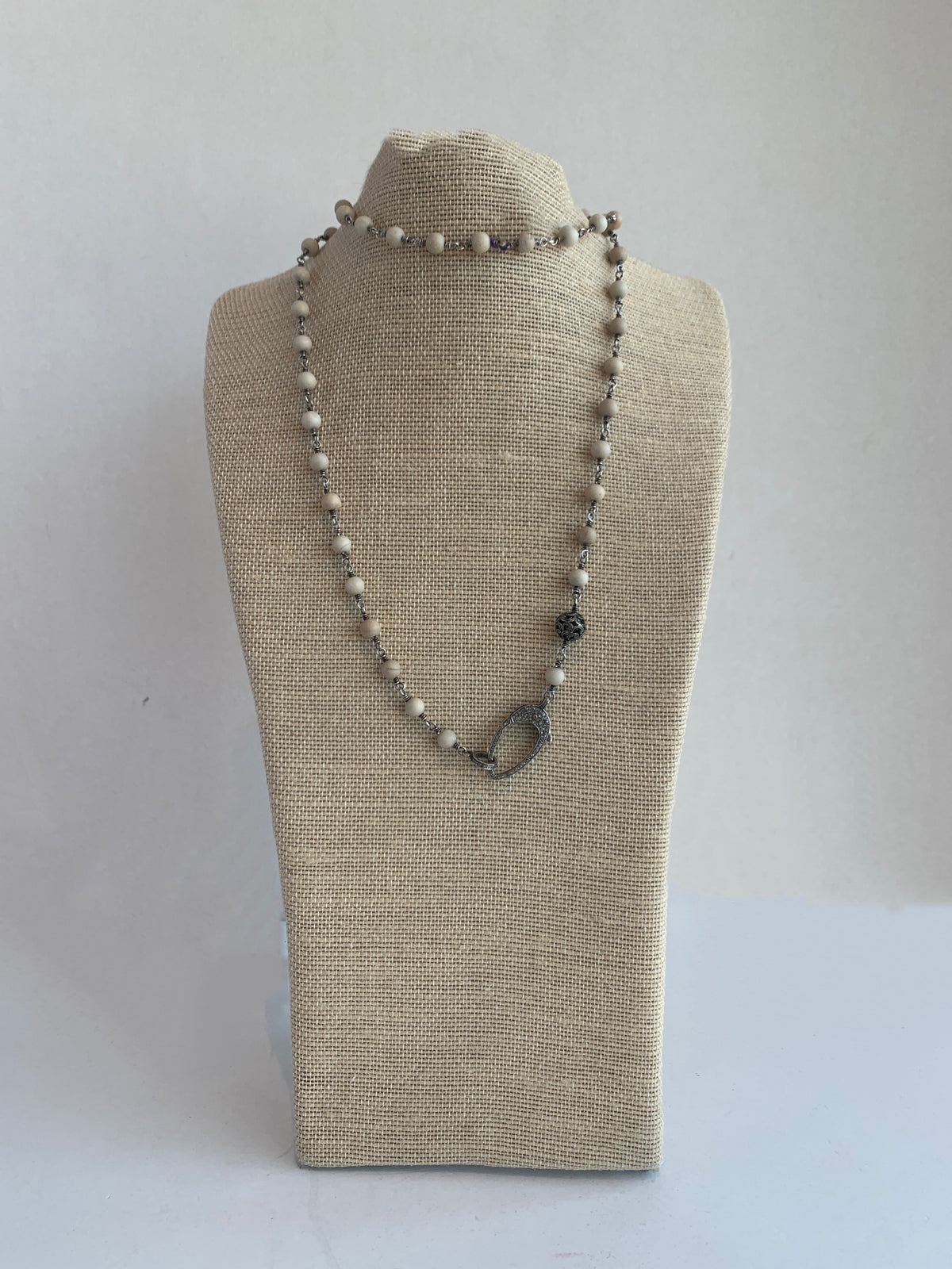 The Woods Fine Jewelry Beaded Necklace with Pave Diamond Clip