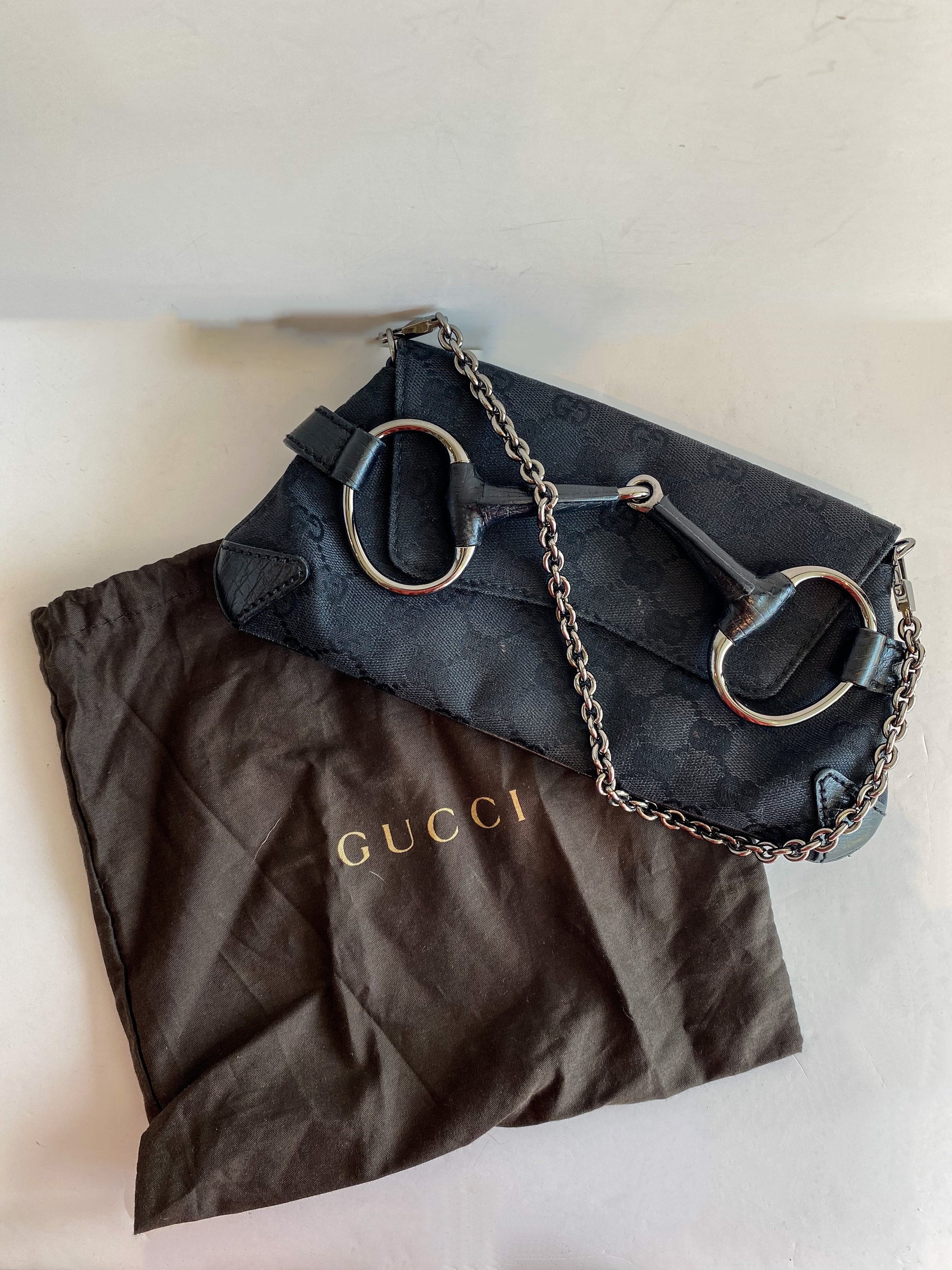 Gucci GG Horsebit Bag Black Front of Bag