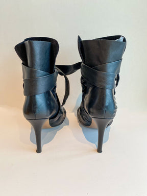 Isabel Marant Leather and Suede Ankle Boots Heels Black 