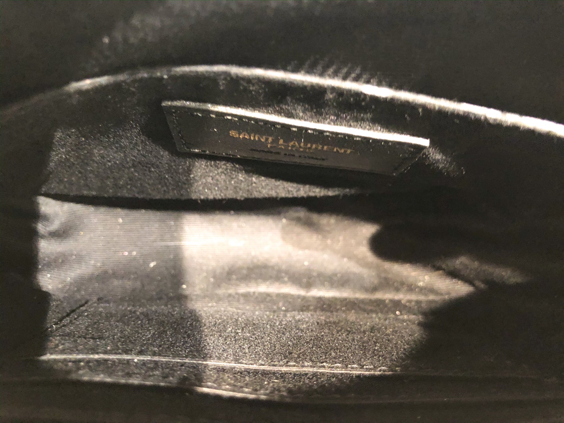 Saint Laurent Metallic Matelasse Belt Bag Silver Inside of Bag