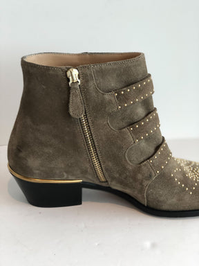 Chloe Taupe Stud Booties Gold