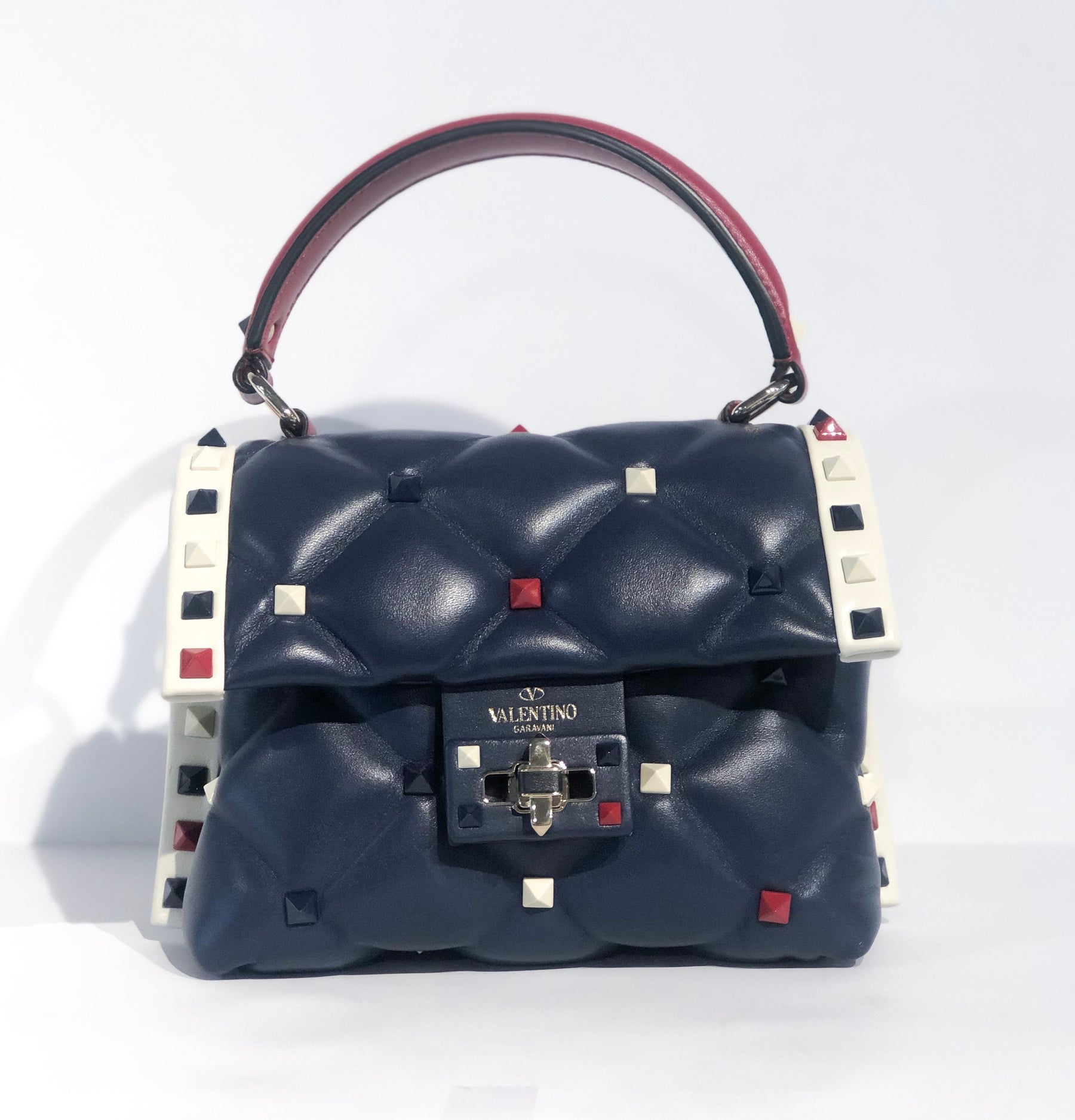 Valentino Navy Candy Stud Bag Front of Bag