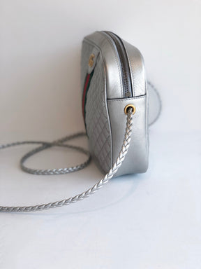 Gucci Small Quilted Ophidia Camera Crossbody Bag Silver