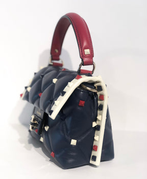 Valentino Navy Candy Stud Bag Side of Bag