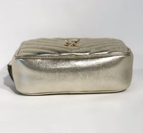 Saint Laurent Metallic Matelasse Belt Bag Silver Bottom of Bag