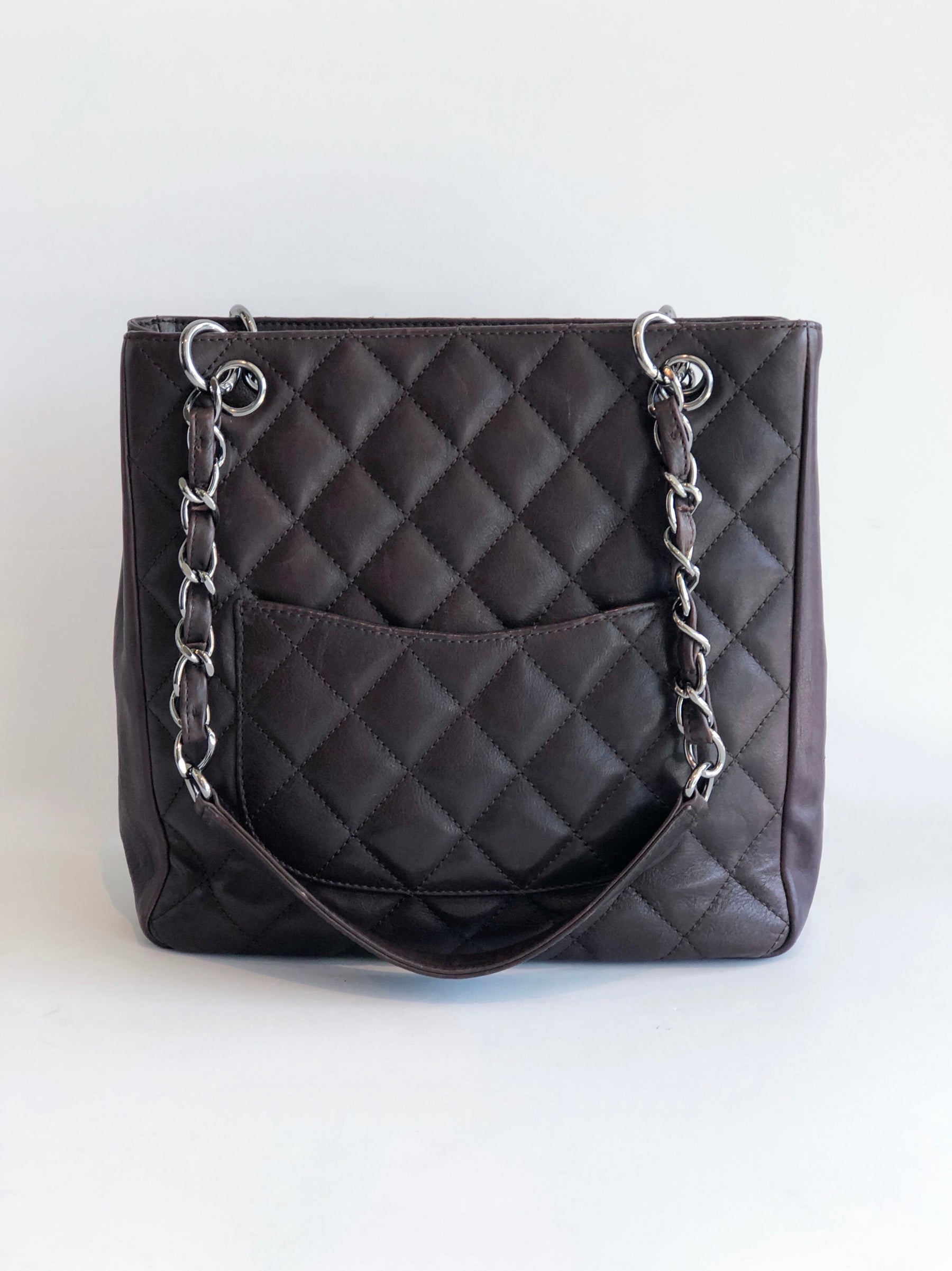 Chanel Petite Shopping Tote Brown