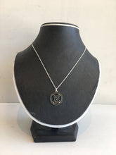 Designer Button Repurposed Necklace Circle Logo Silver-tone Hardware Black Detailing