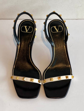 Valentino Rockstud Slingback Heels With Sculpted Heel